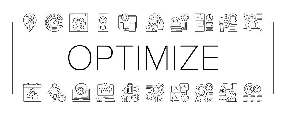 Optimize Operations Collection Icons Set Vector . Stockillustratie