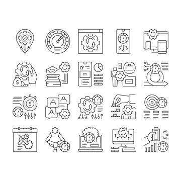 Optimize Operations Collection Icons Set Vector . Stock Illustration