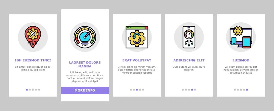 Optimize Operations Onboarding Icons Set Vector 库存插图