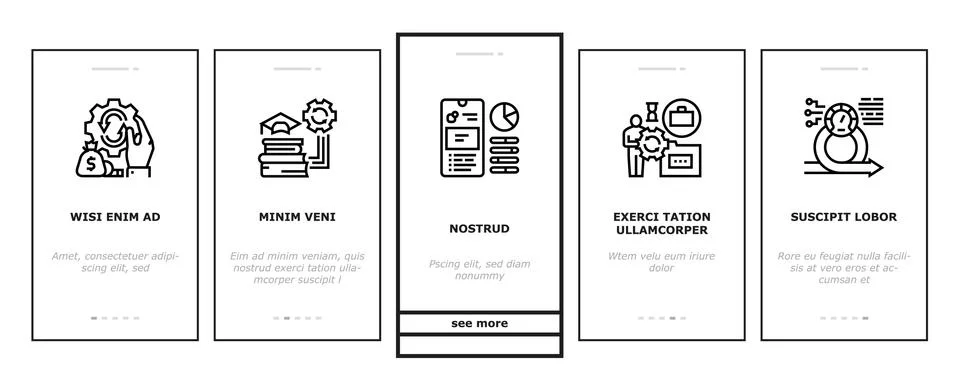 Optimize Operations Onboarding Icons Set Vector Stockillustratie