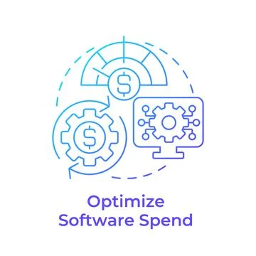 Optimize software spend blue gradient concept icon 스톡 일러스트