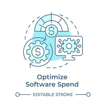 Optimize software spend soft blue concept icon Stock-Illustration