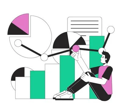 Optimize startup workflow flat line concept vector spot illustration Stockillustratie