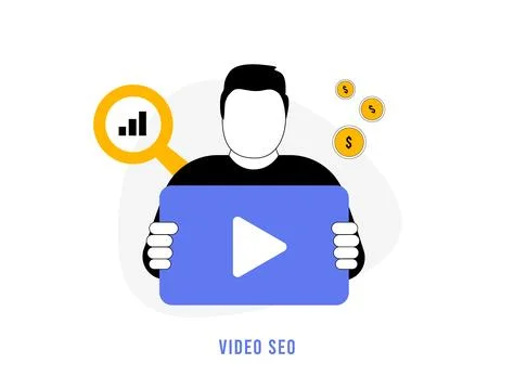 Optimize video content for top search results with Video SEO. Boost brand Stock Illustration