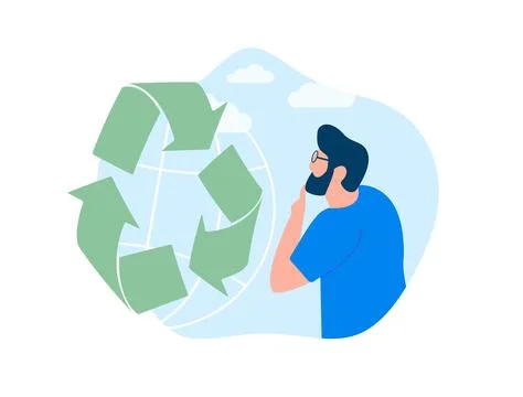 Optimize waste management with eco-friendly recycling. Start the sustainable Stock Illustration
