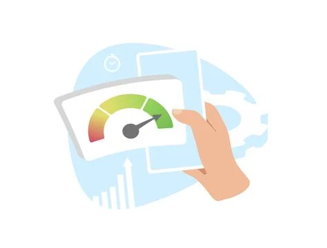 Optimize website speed for SEO and user experience. Hand holding mobile phone Stock Illustration