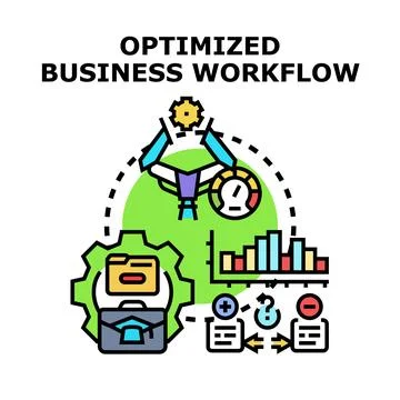 Optimized business workflow concept for productivity management Illustrazione stock