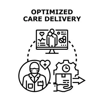 Optimized care delivery with digital medicine and logistics Stockillustratie