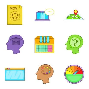 Optimized code icons set, cartoon style Illustrazione stock