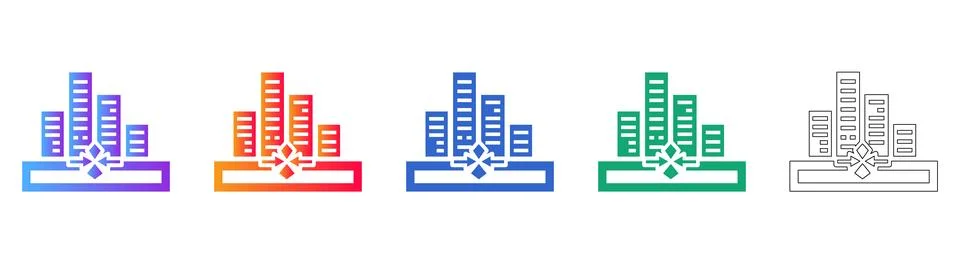 Optimized Data Flow Chart Icons 库存插图