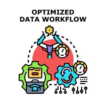 Optimized data workflow system process automation concept Stock Illustration