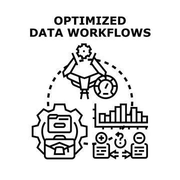 Optimized data workflows with digital automation processing Illustrazione stock