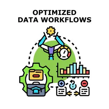 Optimized data workflows with digital automation processing Stock Illustration