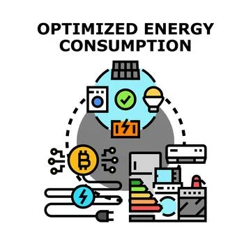Optimized energy consumption for smart home technology Stock Illustration