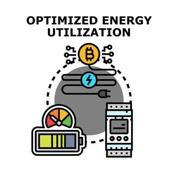 Optimized energy utilization for cryptocurrency mining and efficiency Stock Illustration
