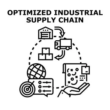 Optimized industrial supply chain management logistics global solution Illustration