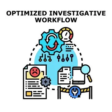Optimized investigative workflow process for efficient problem solving Stock Illustration