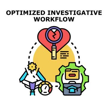 Optimized investigative workflow process vector concept Illustrazione stock