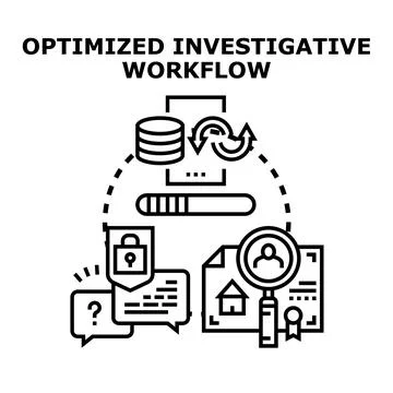 Optimized investigative workflow using data analysis system Stock Illustration