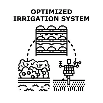 Optimized irrigation system concept automating smart agriculture Illustrazione stock