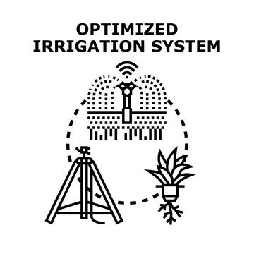 Optimized irrigation system icon concept for smart farming 库存插图