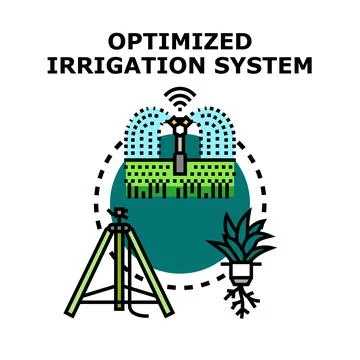 Optimized irrigation system icon concept for smart farming 库存插图