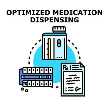 Optimized medication dispensing process icon concept 库存插图