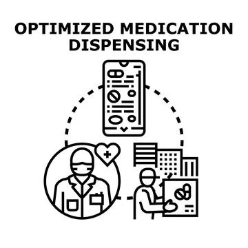 Optimized medication dispensing system concept vector Illustrazione stock