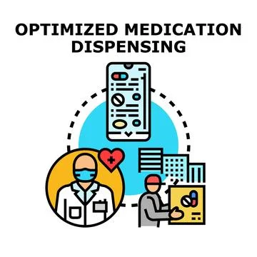 Optimized medication dispensing system concept vector Stock Illustration