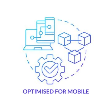 Optimized for mobile blue gradient concept icon Illustrazione stock