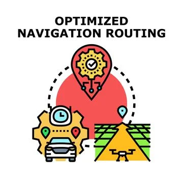 Optimized navigation routing system concept illustration Stock Illustration