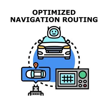 Optimized navigation routing system for smart transport Ilustración de archivo