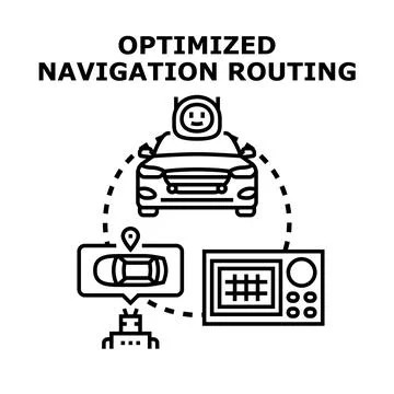 Optimized navigation routing system for smart transport Stock Illustration