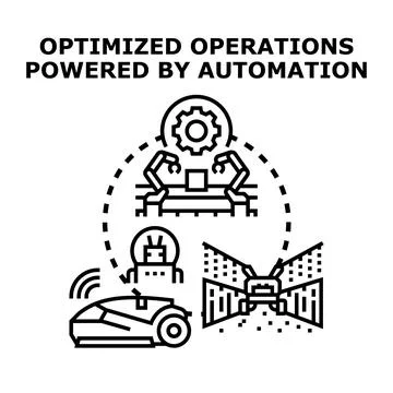 Optimized operations powered by automation concept vector illustration Stock Illustration
