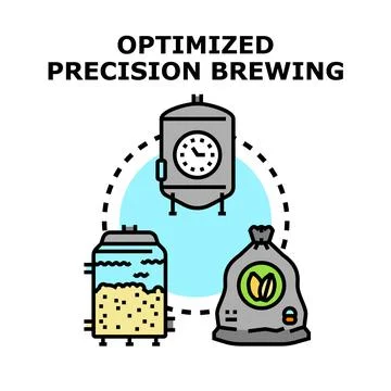 Optimized precision brewing process with ingredients and equipment Stock Illustration