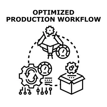 Optimized production workflow management and control concept 스톡 일러스트