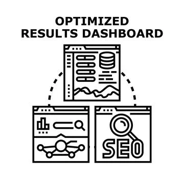 Optimized results dashboard with search engine marketing concepts Stock Illustration