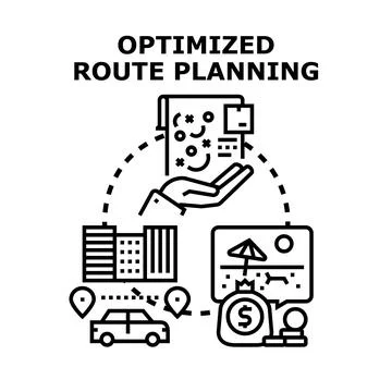 Optimized route planning for efficient logistics and travel Stock Illustration