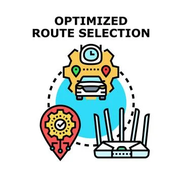 Optimized route selection for autonomous vehicle navigation Stock Illustration