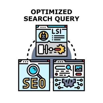 Optimized search query concept for website ranking Stock Illustration