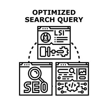 Optimized search query concept for website ranking Stock Illustration