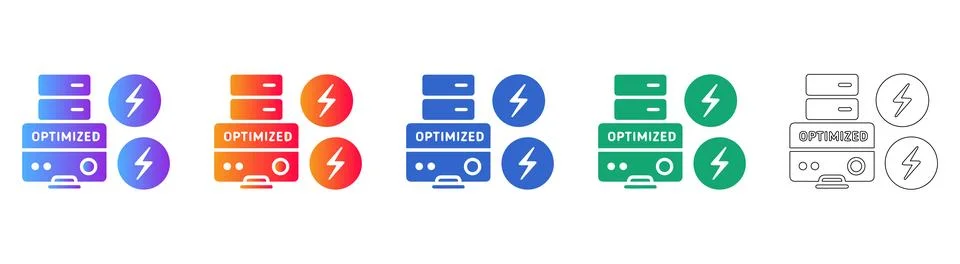 Optimized Server Performance Icons 스톡 일러스트