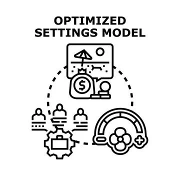 Optimized settings model for business success and profit Illustrazione stock