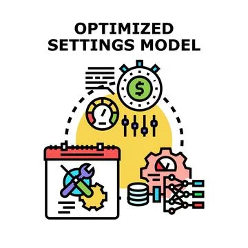 Optimized settings model developing business solutions Stock Illustration