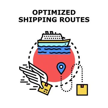 Optimized shipping routes concept for global delivery Stock Illustration