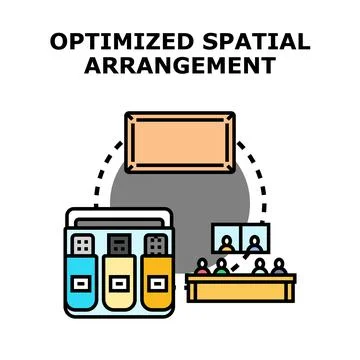 Optimized spatial arrangement concept with data and people Stock Illustration