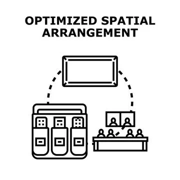 Optimized spatial arrangement concept with data and people Stock Illustration