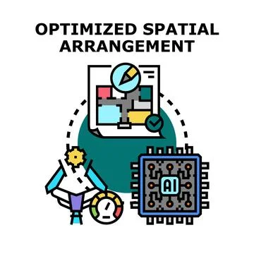 Optimized spatial arrangement for intelligent architectural design Stock Illustration