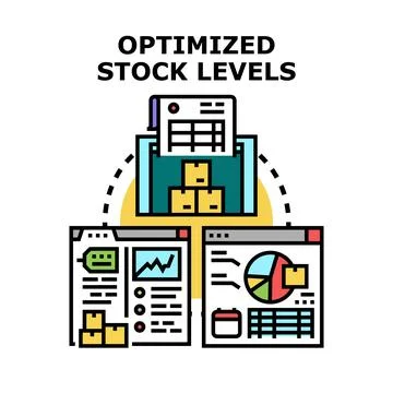 Optimized stock levels management and inventory control Stock Illustration