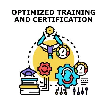 Optimized training and certification process concept Stock Illustration